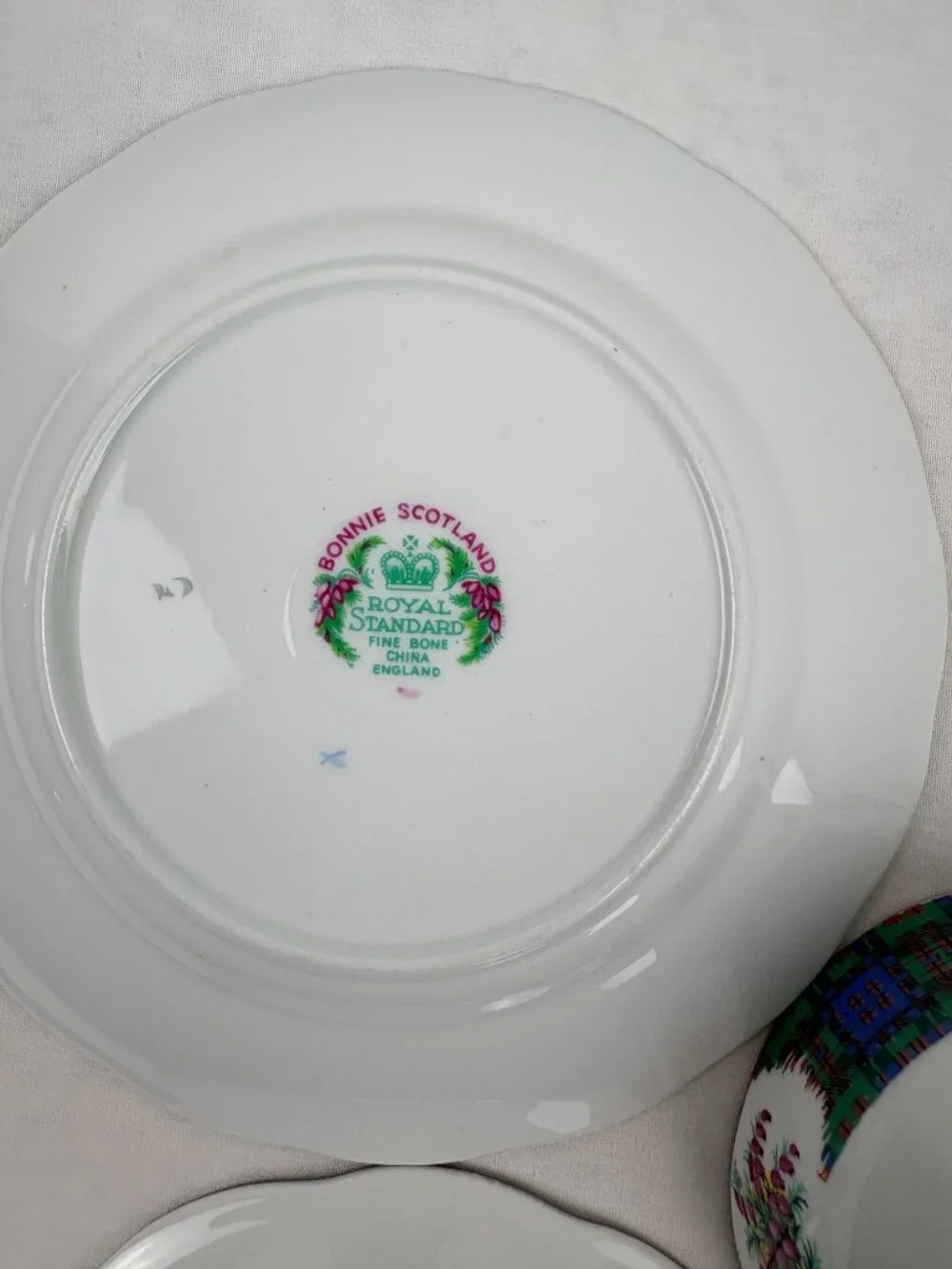 VTG Royal Standard Bonnie Scotland Clan MacDonald Teacup Saucer Plate Trio Set